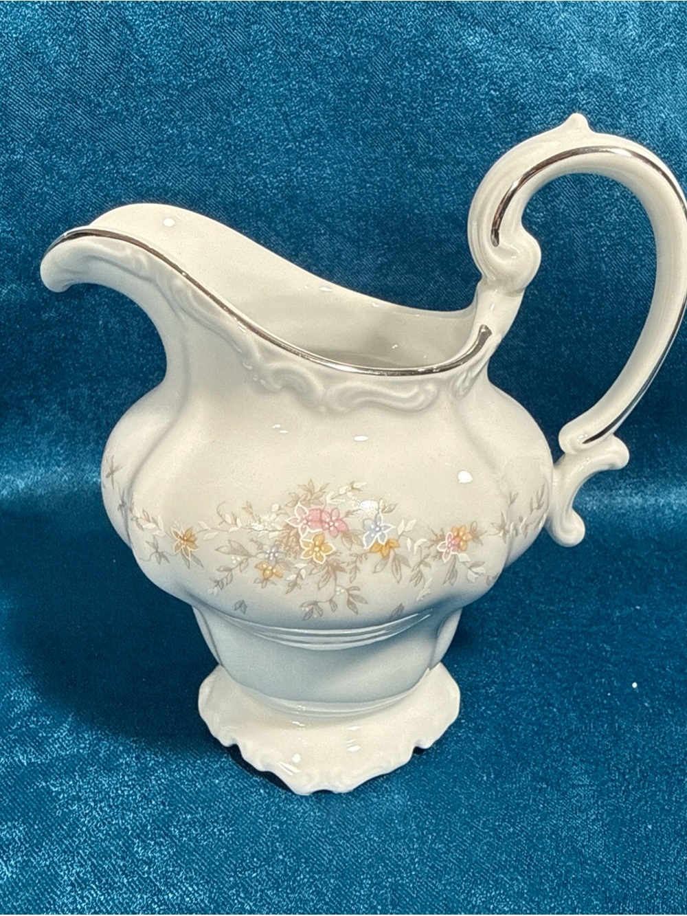 Vintage Johann Haviland Floral Splendor Creamer Bavaria Germany Platinum Trimmed